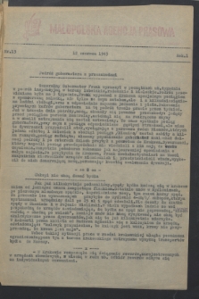 Małopolska Agencja Prasowa. R.1, nr 13 (12 czerwca 1943)