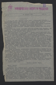 Małopolska Agencja Prasowa. R.3 [i.e.2], nr 30 (12 sierpnia 1944)