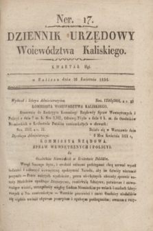 Dziennik Urzędowy Woiewództwa Kaliskiego. 1831, nr 17 (26 kwietnia) + dod.