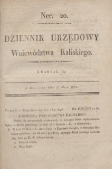 Dziennik Urzędowy Woiewództwa Kaliskiego. 1831, nr 20 (17 maja) + dod.