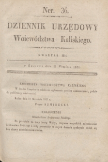 Dziennik Urzędowy Woiewództwa Kaliskiego. 1831, nr 36 (20 września) + dod.