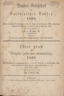 Bundes-Gesetzblatt des Norddeutschen Bundes. 1868, Spis treści