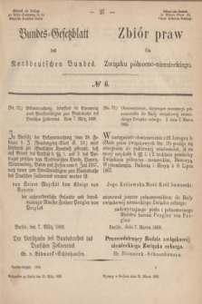 Bundes-Gesetzblatt des Norddeutschen Bundes. 1868, № 6 (20 marca)