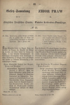 Gesetz-Sammlung für die Königlichen Preußischen Staaten = Zbiór Praw dla Państw Królestwa Pruskiego. 1860, № 23 (14 lipca)