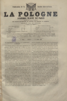 La Pologne : journal Slave de Paris : organe des intérêts fédéraux des Slaves de Pologne, de Bohême, de Hongrie et d'Orient : publication de la Société slave de Paris. A.2, nº 8 (15 juillet 1849)