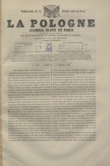 La Pologne : journal Slave de Paris : organe des intérêts fédéraux des Slaves de Pologne, de Bohême, de Hongrie et d'Orient : publication de la Société slave de Paris. A.2, no 15 (2 septembre 1849)