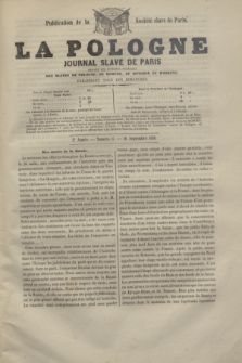 La Pologne : journal Slave de Paris : organe des intérêts fédéraux des Slaves de Pologne, de Bohême, de Hongrie et d'Orient : publication de la Société slave de Paris. A.2, nº 17 (16 Septembre 1849)