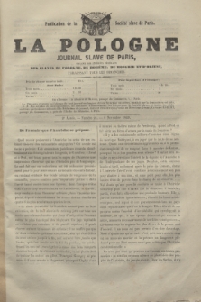 La Pologne : journal Slave de Paris : organe des intérêts fédéraux des Slaves de Pologne, de Bohême, de Hongrie et d'Orient : publication de la Société slave de Paris. A.2, no 24 (4 novembre 1849)