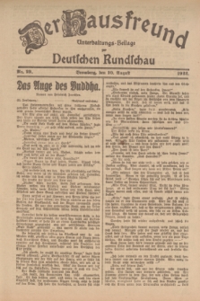 Der Hausfreund : Unterhaltungs-Beilage zur Deutschen Rundschau. 1922, Nr. 29 (10 August)