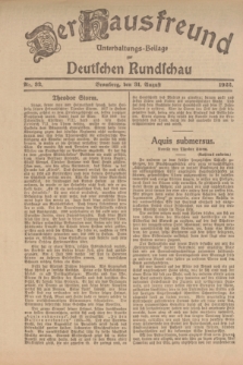 Der Hausfreund : Unterhaltungs-Beilage zur Deutschen Rundschau. 1922, Nr. 32 (31 August)