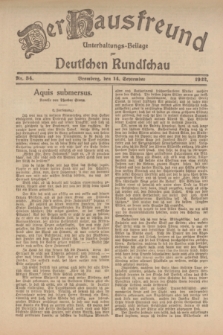 Der Hausfreund : Unterhaltungs-Beilage zur Deutschen Rundschau. 1922, Nr. 34 (14 September)