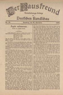 Der Hausfreund : Unterhaltungs-Beilage zur Deutschen Rundschau. 1922, Nr. 35 (21 September)