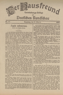 Der Hausfreund : Unterhaltungs-Beilage zur Deutschen Rundschau. 1922, Nr. 37 (5 Oktober)