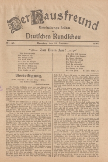 Der Hausfreund : Unterhaltungs-Beilage zur Deutschen Rundschau. 1922, Nr. 53 (31 Dezember)