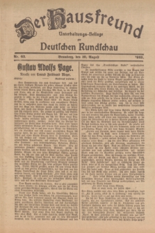 Der Hausfreund : Unterhaltungs-Beilage zur Deutschen Rundschau. 1923, Nr. 63 (10 August)