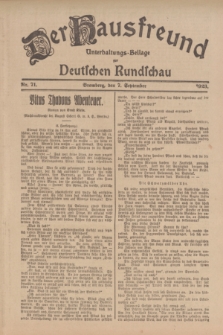 Der Hausfreund : Unterhaltungs-Beilage zur Deutschen Rundschau. 1923, Nr. 71 (7 September)