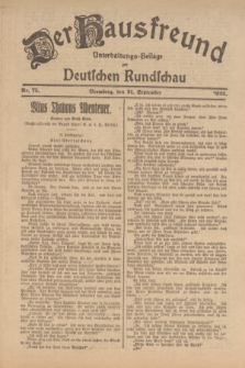 Der Hausfreund : Unterhaltungs-Beilage zur Deutschen Rundschau. 1923, Nr. 75 (21 September)