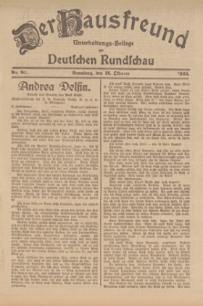 Der Hausfreund : Unterhaltungs-Beilage zur Deutschen Rundschau. 1923, Nr. 81 (12 Oktober)
