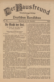 Der Hausfreund : Unterhaltungs-Beilage zur Deutschen Rundschau. 1923, Nr. 94 (30 November)