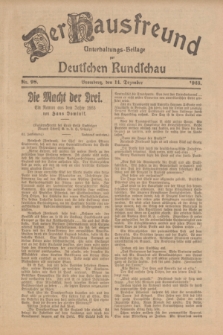 Der Hausfreund : Unterhaltungs-Beilage zur Deutschen Rundschau. 1923, Nr. 98 (14 Dezember)