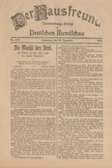 Der Hausfreund : Unterhaltungs-Beilage zur Deutschen Rundschau. 1923, Nr. 100 (21 Dezember)