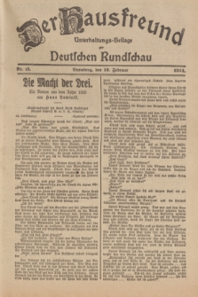 Der Hausfreund : Unterhaltungs-Beilage zur Deutschen Rundschau. 1924, Nr. 15 (19 Februar)
