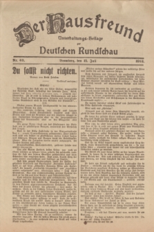 Der Hausfreund : Unterhaltungs-Beilage zur Deutschen Rundschau. 1924, Nr. 63 (15 Juli)