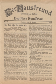 Der Hausfreund : Unterhaltungs-Beilage zur Deutschen Rundschau. 1924, Nr. 75 (12 August)