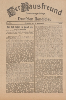 Der Hausfreund : Unterhaltungs-Beilage zur Deutschen Rundschau. 1924, Nr. 84 (2 September)
