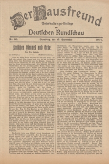 Der Hausfreund : Unterhaltungs-Beilage zur Deutschen Rundschau. 1924, Nr. 89 (13 September)