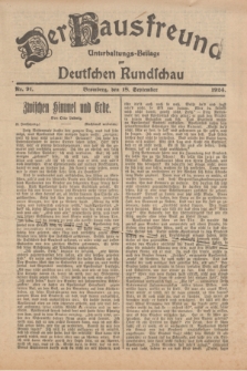 Der Hausfreund : Unterhaltungs-Beilage zur Deutschen Rundschau. 1924, Nr. 91 (18 September)