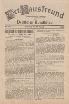 Der Hausfreund : Unterhaltungs-Beilage zur Deutschen Rundschau. 1925, Nr. 139 (27 August)