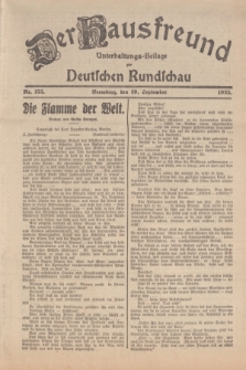 Der Hausfreund : Unterhaltungs-Beilage zur Deutschen Rundschau. 1925, Nr. 155 (19 September)