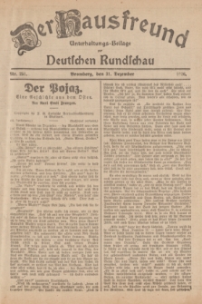 Der Hausfreund : Unterhaltungs-Beilage zur Deutschen Rundschau. 1926, Nr. 251 (31 Dezember)