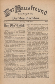 Der Hausfreund : Unterhaltungs-Beilage zur Deutschen Rundschau. 1926, Nr. 63 (8 April)
