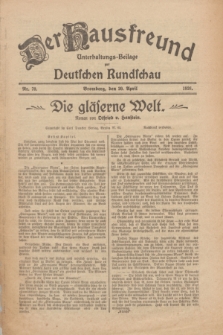 Der Hausfreund : Unterhaltungs-Beilage zur Deutschen Rundschau. 1926, Nr. 70 (20 April)