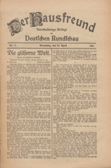 Der Hausfreund : Unterhaltungs-Beilage zur Deutschen Rundschau. 1926, Nr. 71 (21 April)