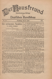 Der Hausfreund : Unterhaltungs-Beilage zur Deutschen Rundschau. 1926, Nr. 113 (22 Juni)