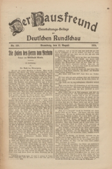 Der Hausfreund : Unterhaltungs-Beilage zur Deutschen Rundschau. 1926, Nr. 149 (12 August)