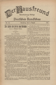 Der Hausfreund : Unterhaltungs-Beilage zur Deutschen Rundschau. 1926, Nr. 151 (14 August)