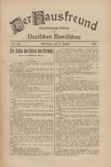 Der Hausfreund : Unterhaltungs-Beilage zur Deutschen Rundschau. 1926, Nr. 162 (27 August)