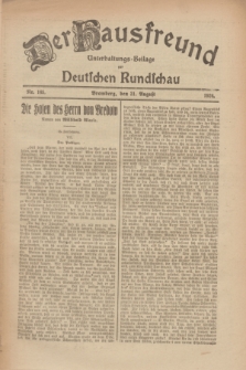 Der Hausfreund : Unterhaltungs-Beilage zur Deutschen Rundschau. 1926, Nr. 165 (31 August)