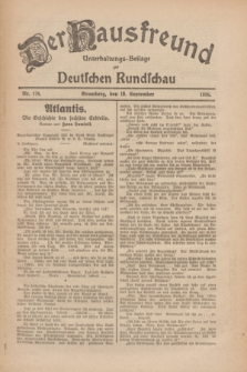Der Hausfreund : Unterhaltungs-Beilage zur Deutschen Rundschau. 1926, Nr. 176 (16 September)