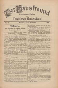 Der Hausfreund : Unterhaltungs-Beilage zur Deutschen Rundschau. 1926, Nr. 177 (17 September)