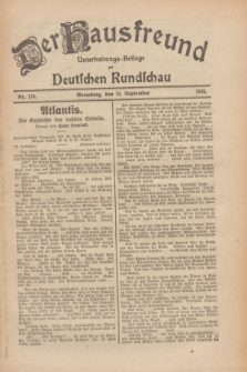 Der Hausfreund : Unterhaltungs-Beilage zur Deutschen Rundschau. 1926, Nr. 178 (18 September)
