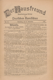 Der Hausfreund : Unterhaltungs-Beilage zur Deutschen Rundschau. 1926, Nr. 181 (23 September)