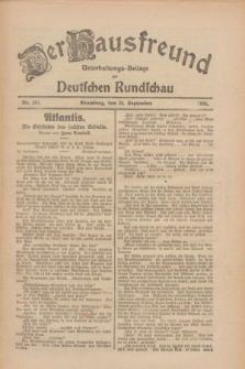 Der Hausfreund : Unterhaltungs-Beilage zur Deutschen Rundschau. 1926, Nr. 183 (25 September)