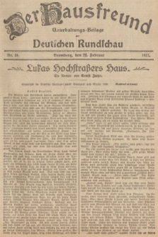 Der Hausfreund : Unterhaltungs-Beilage zur Deutschen Rundschau. 1927, Nr. 39 (23 Februar)