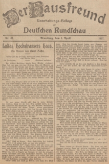 Der Hausfreund : Unterhaltungs-Beilage zur Deutschen Rundschau. 1927, Nr. 63 (1 April)