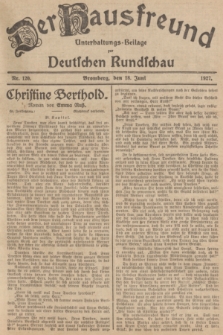 Der Hausfreund : Unterhaltungs-Beilage zur Deutschen Rundschau. 1927, Nr. 120 (18 Juni)